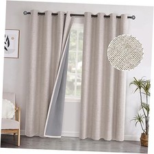 Linen Blackout Curtains 84 Inch Length for 52"W x 84"L Pack of 2 Beige