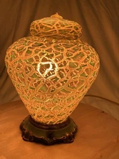 DURAND Moorish Ginger Jar Crackle Glass Lamp Iridescent Antique Vintage Rare Gem