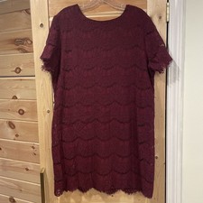 Lulus Take Me to Brunch burgundy lace shift dress Size XL