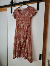 Boho Midi Dress Sand Brown Size S Rosa Garden Party S19