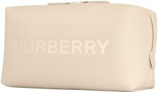 Burberry Logo Clutch Toiletry Bag Cosmetic Pouch Travel Case Beige NEW