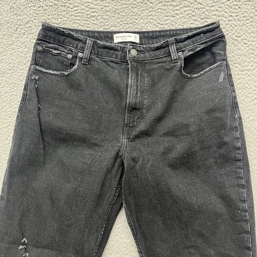 Pantalones de mezclilla Abercrombie Fitch Curve para mujer 31/12L negros ajustados tiro alto desgastados - Imagen 4 de 13