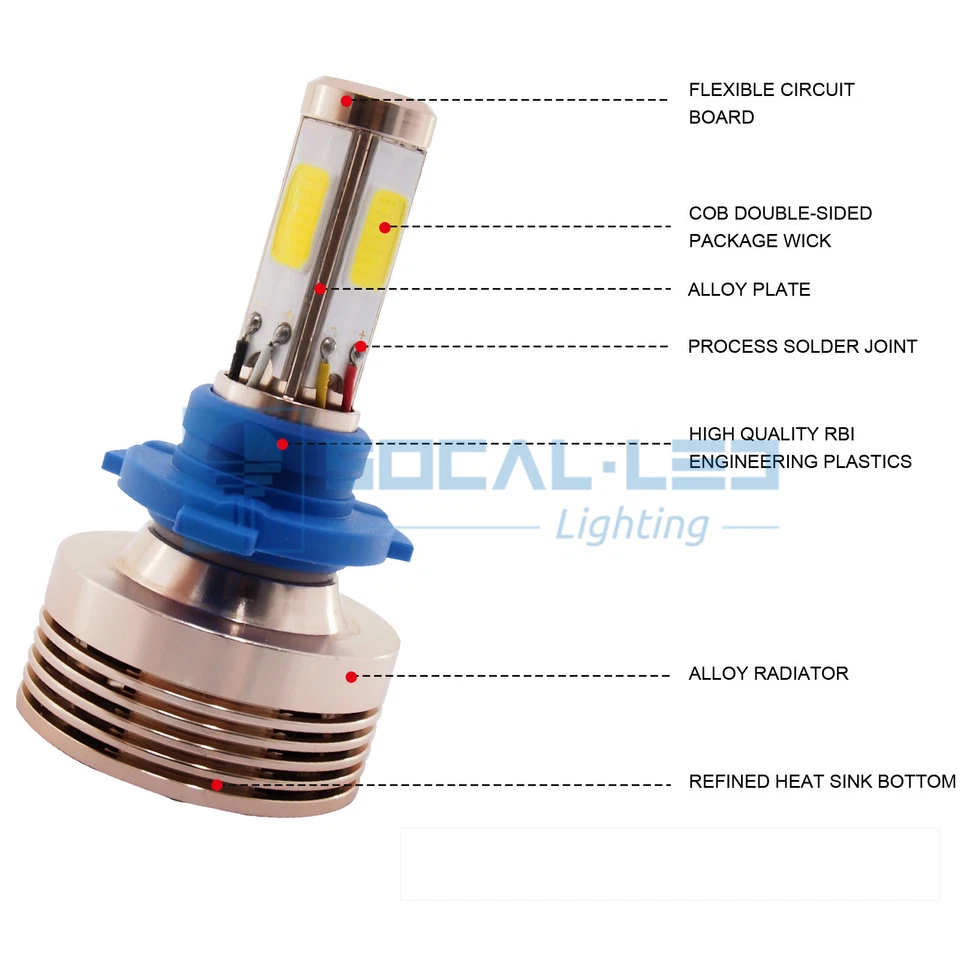 SOCAL-LED 2x 4S HB3 9005 LED Kit Faros 80W 8000LM 4 Lados Cristal Blanco Bombillas Foto 4 de 4