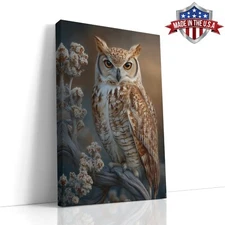 Owl Among the Fading Bloom Wall Art, Canvas Print Home Decor, Wall Decor Poster