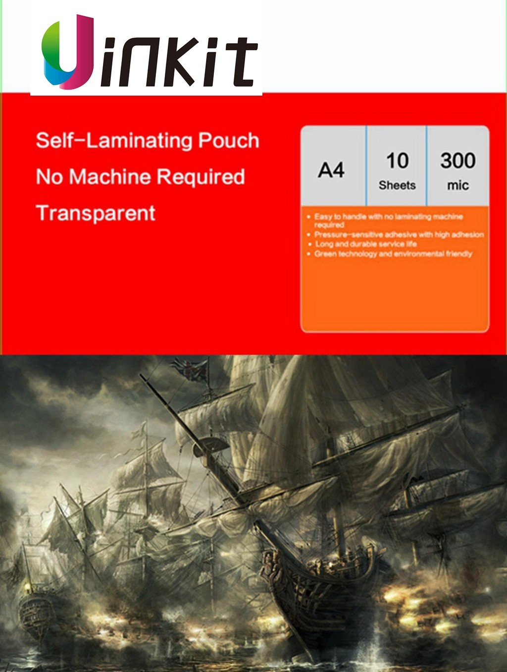 A4 Cold Laminating Pouch Sheets Self Sticky Clear Film Thick 300 Mic -10 Sheets