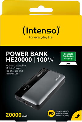 Intenso Powerbank HE20000 PD 3.1 20000 mAh max 100 W 1x USB Typ A + 2x USB-C OUT