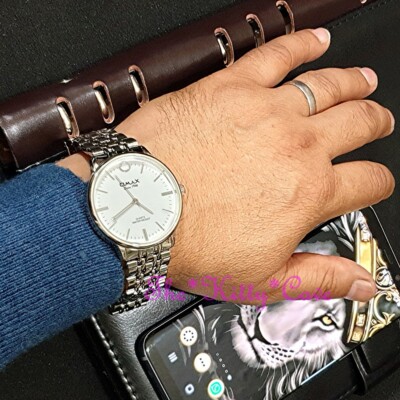 OMAX Designer Classic Vintage Stainless Steel Rhodium Retro Dress