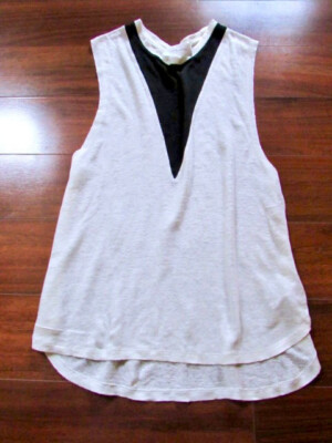 IRO JEANS ~ Size M ~ Vanilla Boatneck Sleeveless 100% LINEN Open Side Tank c17