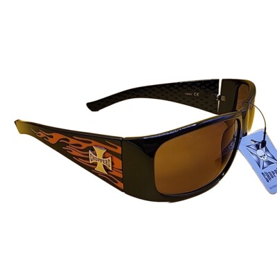 Choppers Hot Rod Orange Flaming Arm Biker Wrap Sunglasses