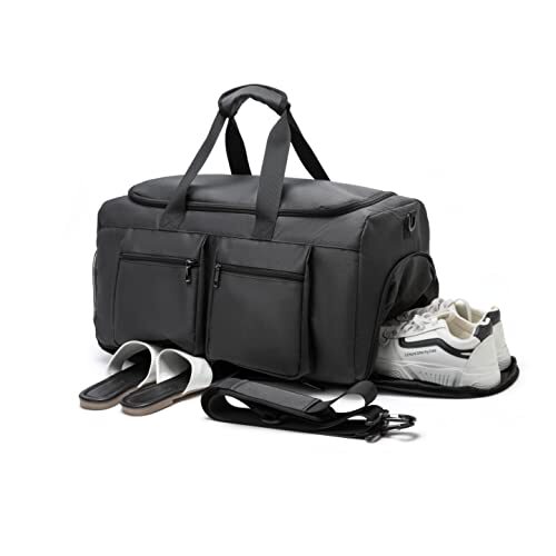 Grand Sac De Voyage Week-end Gris Foncé - Polyester - Cabine Avion - Homme