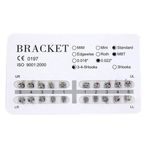 Staffe metalliche ortodontiche dentali standard MBT 0,022" 345 ganci staffa 40 confezioni - Foto 3 di 9