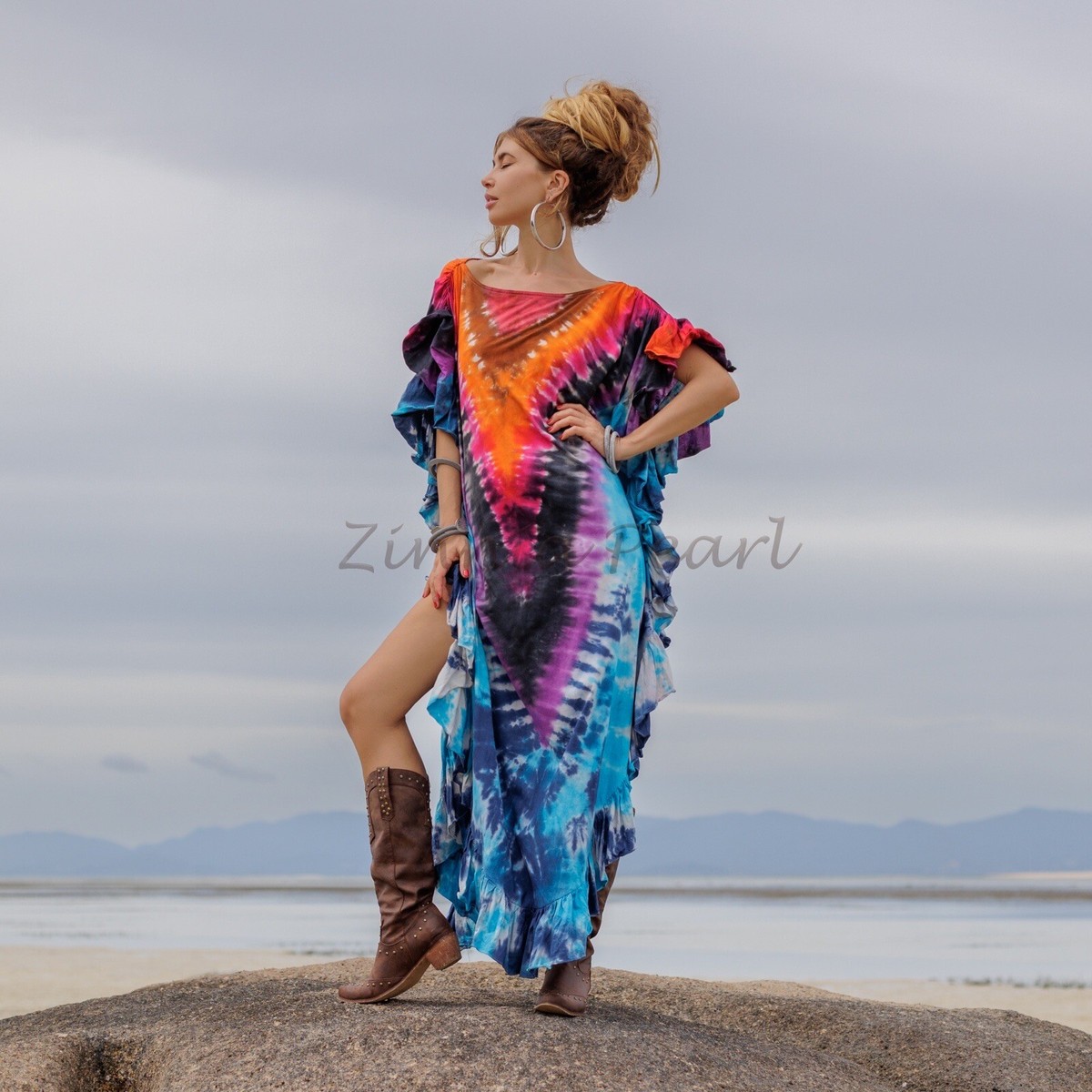 plus size cotton boho dresses Women's Cotton Maxi Dress Ihhxva Plus Size Flowy Summer Loose Fit Tie Neck High-Low Casual Beach Boho Empire Waist A-Line Midi Length L-5XL
