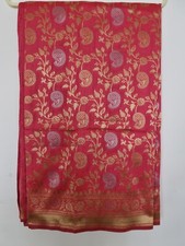 Peach Gold Tread Work Silk Banarasi Saree