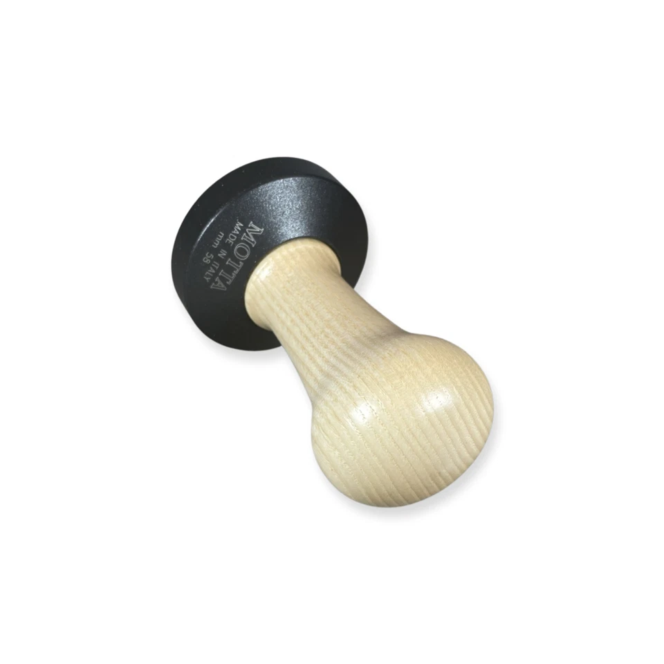 Herramienta de manipulación de barista profesional MOTTA base plana de madera blanca 58 mm hecha en Italia Foto 3 de 4