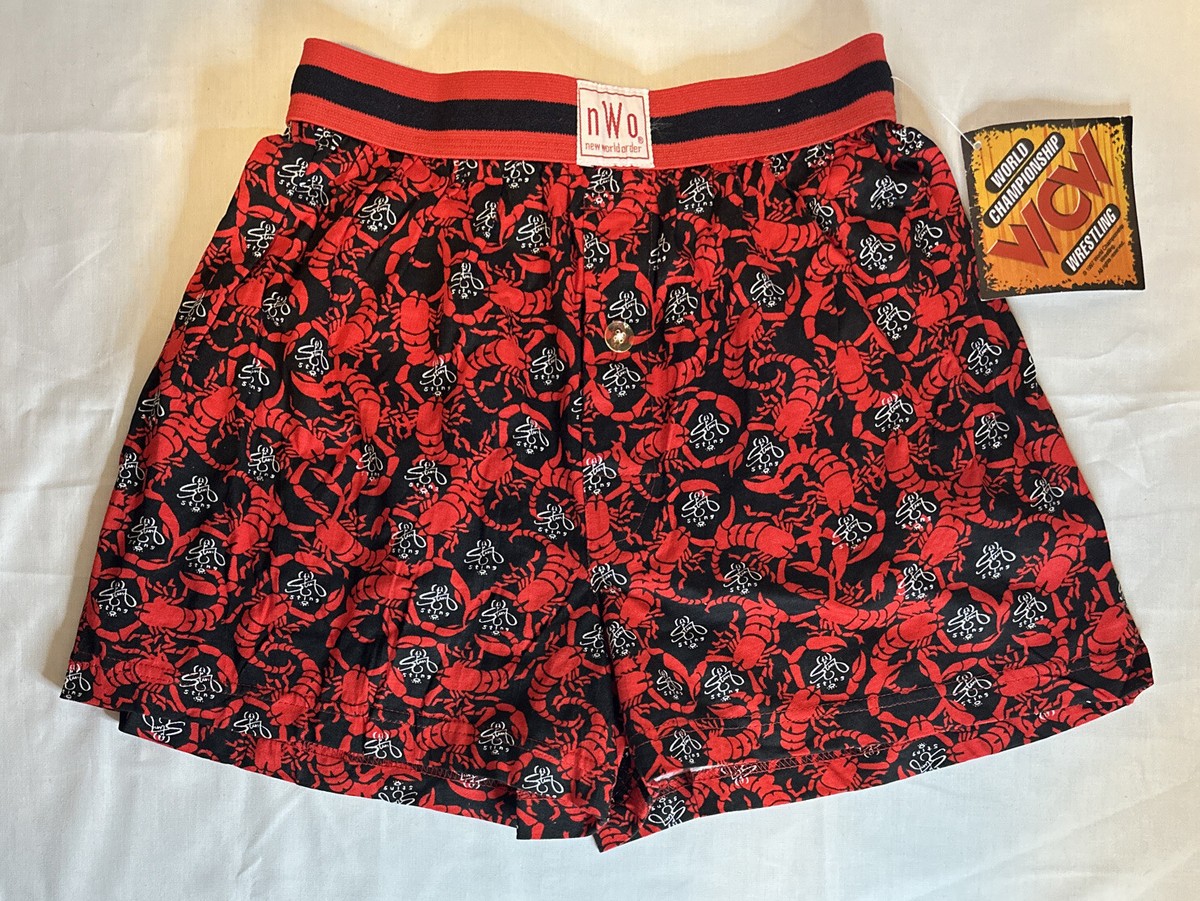 Vintage 1997 WCW NWO Sting Mens Red Boxer Shorts-Medium-Deadstock