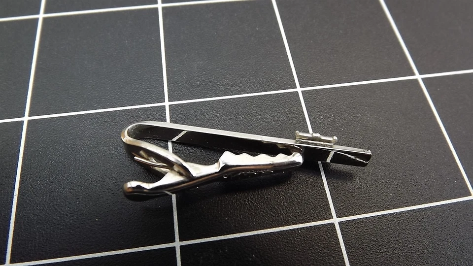 Vintage Silver Tone SHIELDS White Enameled CROWN Tie Tack Tie Bar 1 6/8" - Image 2 of 4