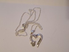 Disney Mickey Mouse Mouse Heart Silvertone 18" Necklace