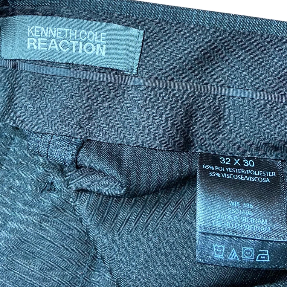 Pantalones de vestir Kenneth Cole gris oscuro a cuadros frente plano pantalones talla 32 X 30 Foto 3 de 4