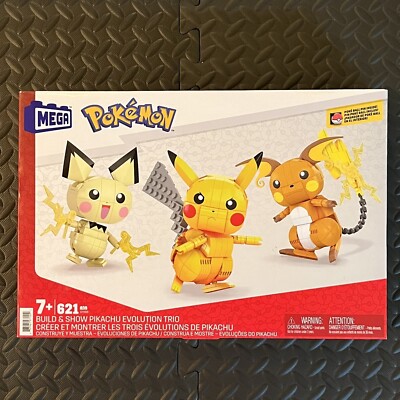 Mattel GYH06 Mega Pokèmon Trio Pichu Pikachu Raichu Klemmbausteine - NEU & OVP