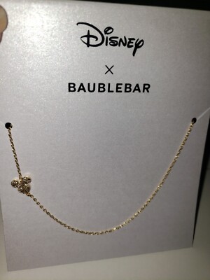 Disney X Baublebar Minnie Mouse Bow Ears, Gold, Crystals Dainty Necklace 
