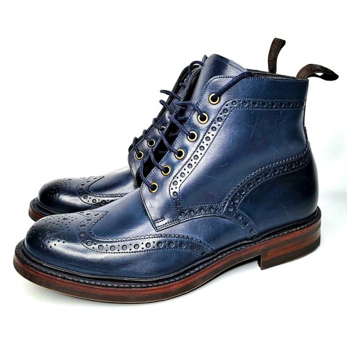 Loake Bedale Wingtip Navy Blue Leather 