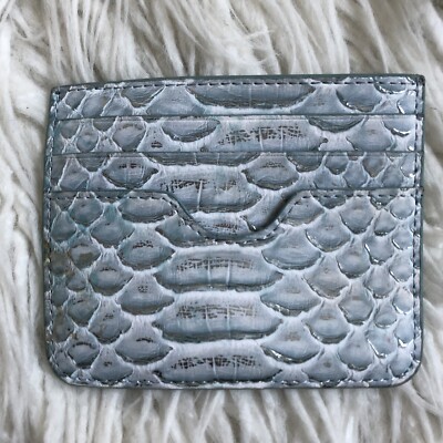 Neiman Marcus Blue Metallic Faux Leather Snake Embossed Cardholder
