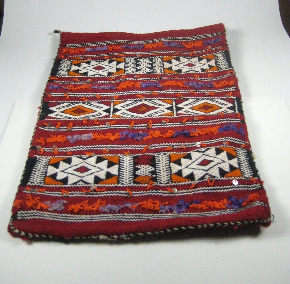 Handwoven Pillowcase ONLY Tapestry Decor Weaving Table Runner Red 21 In Rustic - Image 2 of 4