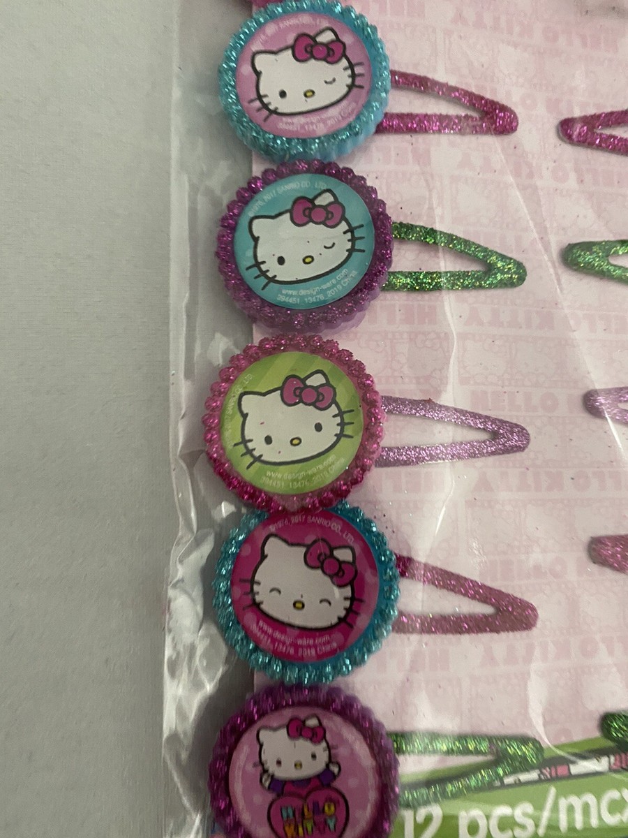 Hello Kitty Sparkly Hair Clips Barrettes Girls 6 Pairs Sanrio