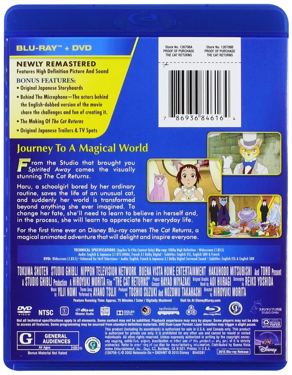 The Cat Returns (Blu-ray/DVD, 2015, 2-Disc Set) for sale online | eBay