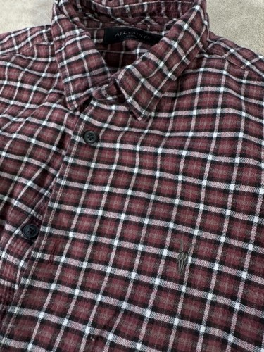 All Saints Mens Long Sleeve Collared Plaid Multicolor Button Up Shirt Medium - Picture 3 of 7