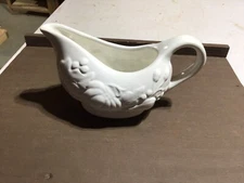 Tabletops Gallery Harvest Ceramic Gravy Boat White Pumpkin Thanksgiving Fall