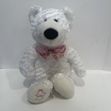 Dan Dee Bear Plush Stuffed Animal White Pink Bow Heart 14.5" Valentine's Day