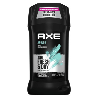 Axe Apollo Antiperspirant Deodorant Stick 48 Hour Anti Sweat (2.7 oz) Pack Of