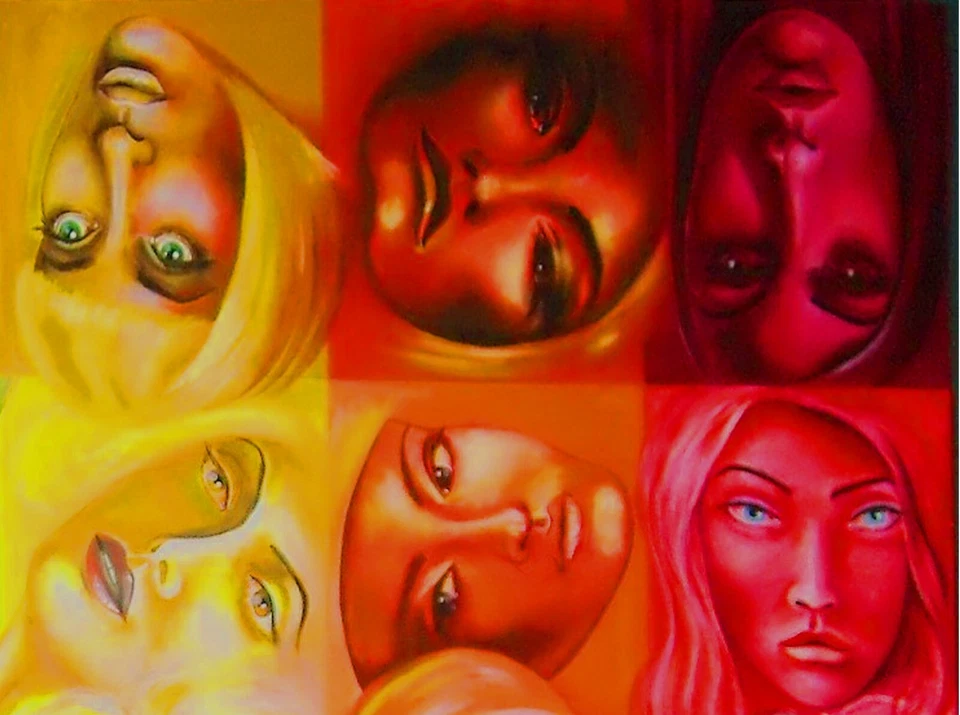 arte pintura figuras mujer retrato arco iris impresiones originales decoración del hogar arte de pared Foto 3 de 4