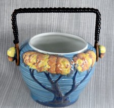 BARRIL GALLETA VINTAGE ART DECO CARLTON WARE ROBLE NOCHE AZUL c1935
