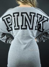 Victoria's Secret PINK Sweatshirt Tunic Crew Graphic Logo Top NWT