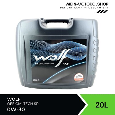 Wolf OfficialTech 0W-30 SP Motoröl BMW Ford Opel MB 229.61 ACEA C2 20 Liter