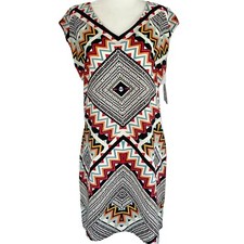 New BeBop Geometric Print Sleeveless Shift Mini Dress Multicolor Size Small