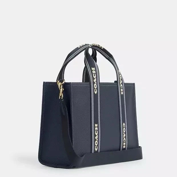 Borsa Coach CBM10 Smith nuova con etichetta in pelle di ciottoli e tessitura oro denim
