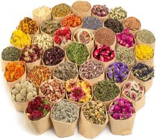Dried Flowers, 40 Bags 100 Natural Dry Flower Herbs Kit for Soap, DIY Candle...