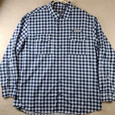 Field & Stream Fishing Shirt Mens Size XXL 2XL Vented Blue Check
