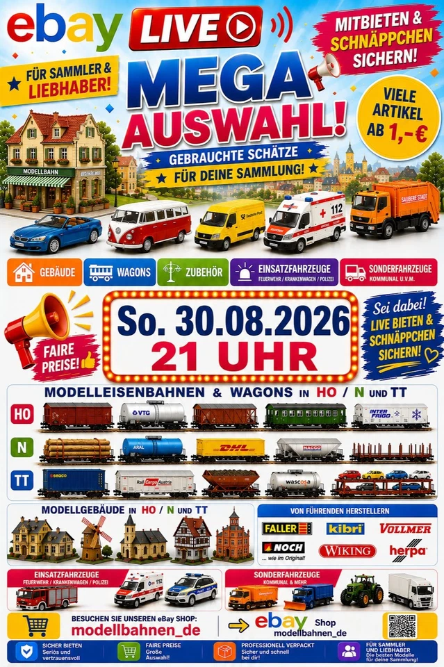 Gebrauchte Modelleisenbahnen, Wagons, Zubehör N/H0/TT und Modellautos 1:87