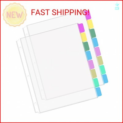 HABGP 16Pcs/2 Set Clear Sheet Protectors for 3 Ring Binder Letter Size, 8 Tab Pl
