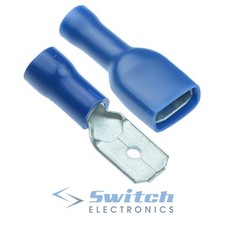50 Male + 50 Female Blue 6.3mm Insulated Crimp Spade Connector 100 Pack