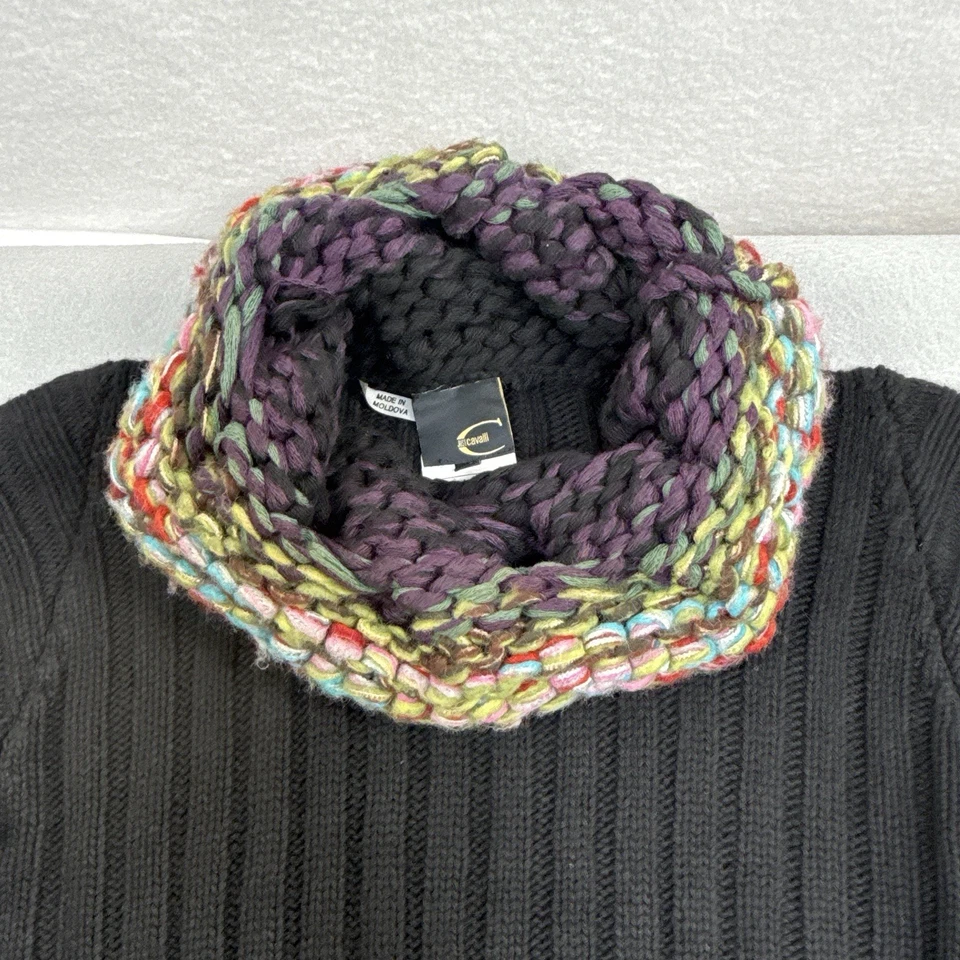 Suéter para mujer Just Cavalli grueso angora cuello alto multicolor EE. UU. grande IT 46 Foto 2 de 4