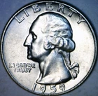 1959d BU ++ Washington Quarter Silver Uncirculated Coin NICE LUSTER LOT #5   NR