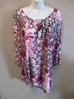 Caribe Artsy Animal Print Tunic Top 3/4 Sleeves Size XL Sequins