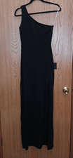 Lulus Women Good Times Only Black One-Shoulder Maxi Dress Sleeveless Small