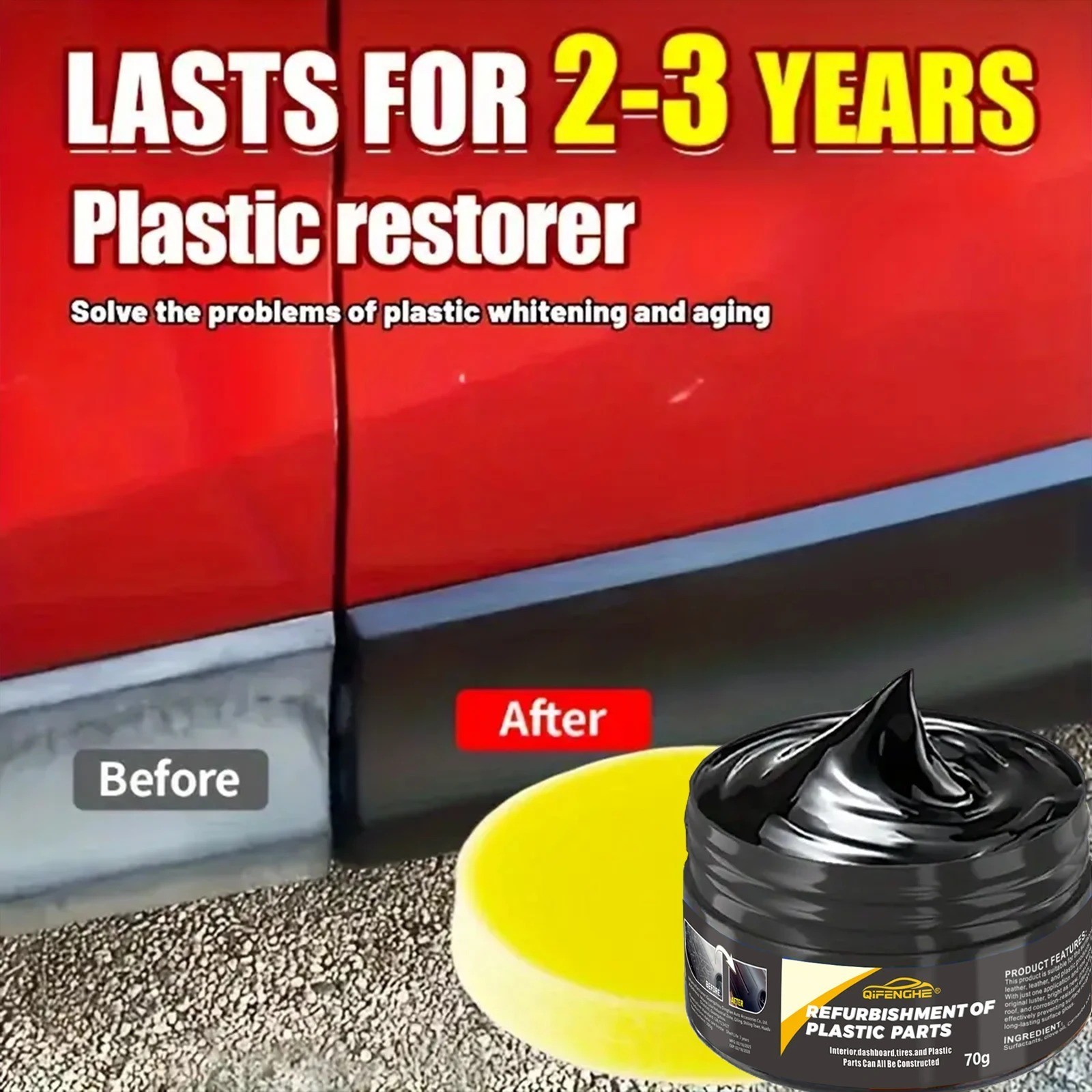 Crema Riparatrice Plastica Auto Rinnovatore Cera Lucidante Pneumatici Cruscotti foto 3