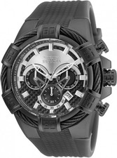 NEW Invicta Bolt 24701 Men s 52mm Chronograph Black Dial Gunmetal Silicone Watch